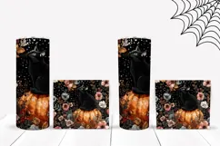 Cartoon Halloween Cat Tumbler, Halloween Pumpkin Tumbler Product Image 2