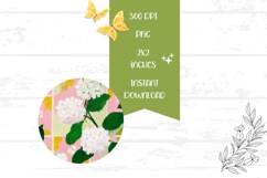 White Hydrangea Round Earrings PNG, Floral Earrings Product Image 2