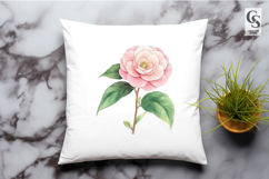 Pink Camellia Flower Watercolor Clipart Sublimation PNG Product Image 2