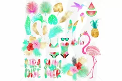 Tropical Clipart, Summer Clipart, Flamingo Clipart Product Image 2