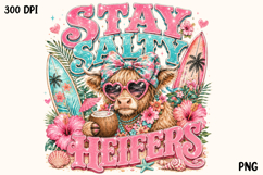 Stay Salty Heifers Highland Cow Tropical Summer PNG Product Image 1