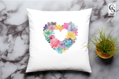 Watercolor Floral Heart Wreath Clipart Sublimation PNG Product Image 3