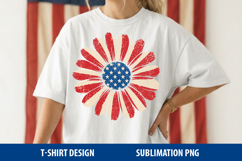 Happy 4th of July PNG, Patriotic Flower Sublimation Design Product Image 6