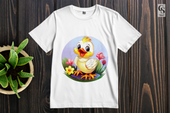 Cute Duckling Flowers Clipart Sublimation PNG Product Image 2