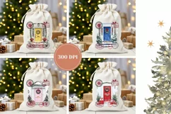 Watercolor Christmas Door Santa Sack, Christmas Door PNG Product Image 2
