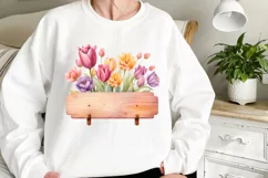 Spring Wooden Sign Clipart, Wooden Sign Watercolor Product Image 2