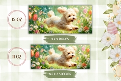 Funny Dog Mug Wrap, Cartoon Flowers Mug Template Product Image 2