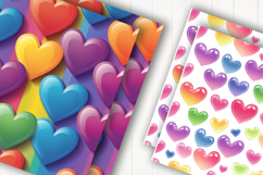 Colorful 3D Hearts Digital Paper Product Image 2