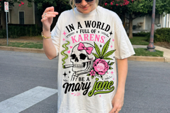 Coquette Stoner Girl PNG, Weed Lover Skull Pink Retro Girly Product Image 2