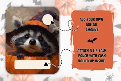 Cartoon Halloween Raccoon Card, Halloween Money Card Design Product Image 2