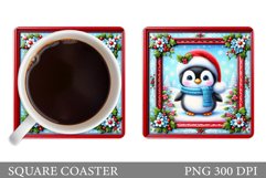 Christmas Penguin Coaster. Cute Penguin Sublimation Product Image 1
