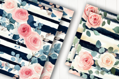 Pink Rose Stripe Digital Paper Product Image 2