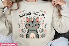 100 Purr-fect Days PNG,100 Days Of School Sublimat Product Image 1