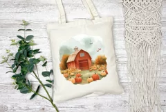 Watercolor Pumpkins Illustration, Farm House Sublimation Product Image 2