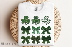 St Patricks Day Shamrocks And Bows Sublimation PNG Product Image 3