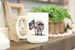 cute baby astronaut holding USA flag clipart svg, Product Image 5