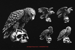 10 Bundle Dark Art Eagle with Skull wild bird Tattoo Clipart Product Image 3