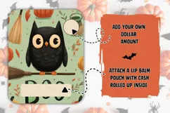 Cartoon Owl Money Card, Printable Halloween Money Card Product Image 2