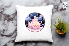 Winter Teapot Candle Illustration Sublimation SVG PNG Product Image 3