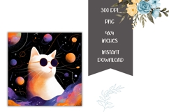 Cosmic Cat Square Coasters, Space Square Coaster PNG Product Image 2