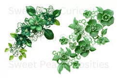 Embroidery, Flowers, Lace, PNG, Clipart, Green Product Image 2