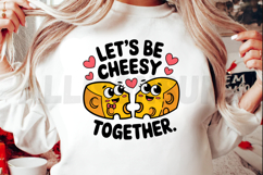 Cartoon Cheese Couple Vector Illustration With Hearts Product Image 2
