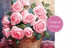 Pink Roses Tumbler Sublimation, Valentines Tumbler Wrap PNG Product Image 2