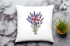 Patriotic Lavender Bouquet Watercolor Clipart PNG Product Image 2