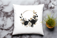 Black Gold Rose Frame Watercolor Clipart Sublimation PNG Product Image 2