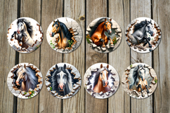 Horse &amp; wall | Round earring Sublimation design bundle Product Image 2