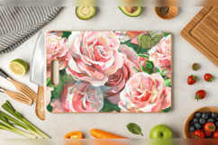 Summer Watercolor Roses Bouquet Cutting Boards sublimation D Product Image 2