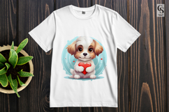 Cute Puppy With Heart And Letter Clipart Sublimation PNG Product Image 2
