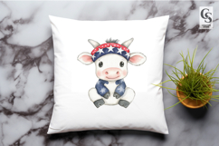 Cute Patriotic Cow Watercolor Clipart PNG Product Image 2