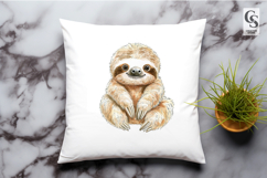 Cute Baby Sloth Watercolor Clipart Sublimation PNG Product Image 2