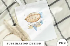 Watercolor Airship Balloon png Product Image 2