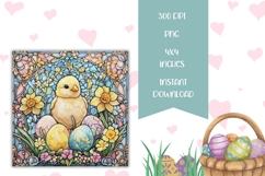 Stained Glass Easter Chick Coasters, Floral Easter Coasters Product Image 2