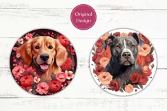 Valentine Dog Car Coaster, Cute Dog Car Coasters Sublimation Product Image 2