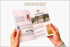Woman Holding Open Magazine Mockup Product Image 2
