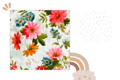 White Pillow Case, Vintage Flowers Pillow Template Product Image 2