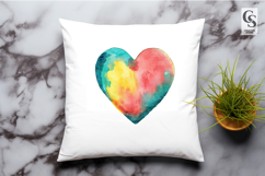 Watercolor Abstract Rainbow Heart Clipart Sublimation PNG Product Image 2