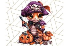 Bright Halloween Dinosaur PNG Clipart with Holiday Elements Product Image 2