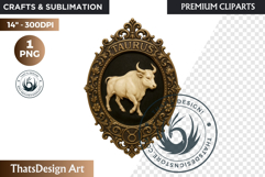 Vintage Zodiac Cameo Clipart Antique Horoscope Graphics PNG Product Image 1
