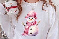 Cute Pink Christmas Snowman Sublimation Clipart Product Image 2