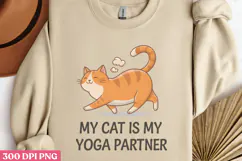 My Cat Is My Yoga Partner PNG, Funny Cat Sublimation Product Image 3