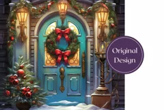 Christmas Tumbler Wrap Sublimation, Christmas Door PNG Product Image 2