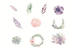 Watercolor Floral Clipart PNG, Decorative Floral Ornament Product Image 2