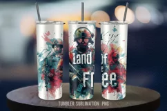 Land of the Free Tumbler PNG, Patriotic Travel Cup Design Product Image 2