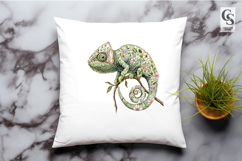 Watercolor Floral Chameleon Clipart Sublimation PNG Product Image 2