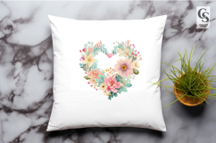 Watercolor Pastel Floral Heart Clipart Sublimation PNG Product Image 3