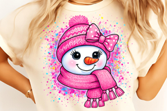 Pink Snowman PNG, Splatter Snowman PNG, Christmas PNG Product Image 2